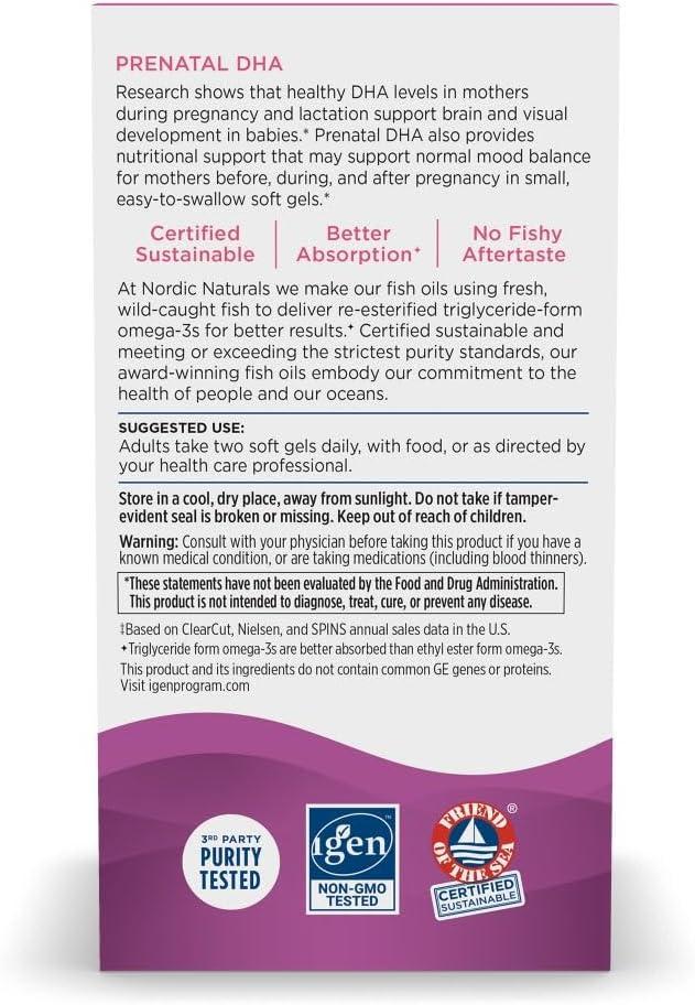 imageNordic Naturals Prenatal DHA Strawberry 120 Soft Gels 830 mg Omega3 400 IU Vitamin D3 Supports Brain Development in Babies During Pregnancy amp Lactation NonGMO 60 ServingsUnflavored