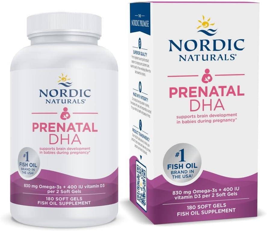 imageNordic Naturals Prenatal DHA Strawberry 120 Soft Gels 830 mg Omega3 400 IU Vitamin D3 Supports Brain Development in Babies During Pregnancy amp Lactation NonGMO 60 ServingsUnflavored