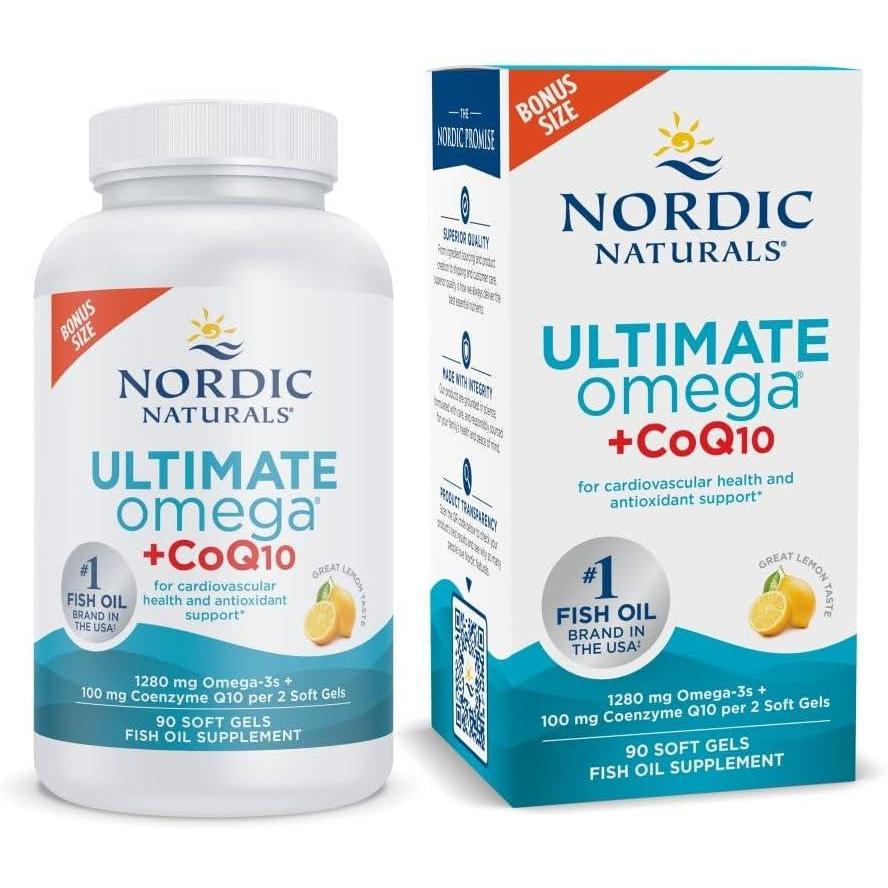 imageNordic Naturals Ultimate Omega  CoQ10 Lemon  90 Soft Gels  1280 mg Omega3  100 mg CoQ10  Heart Health Cellular Energy Antioxidant Support  NonGMO  45 Servings90 Count Pack of 1