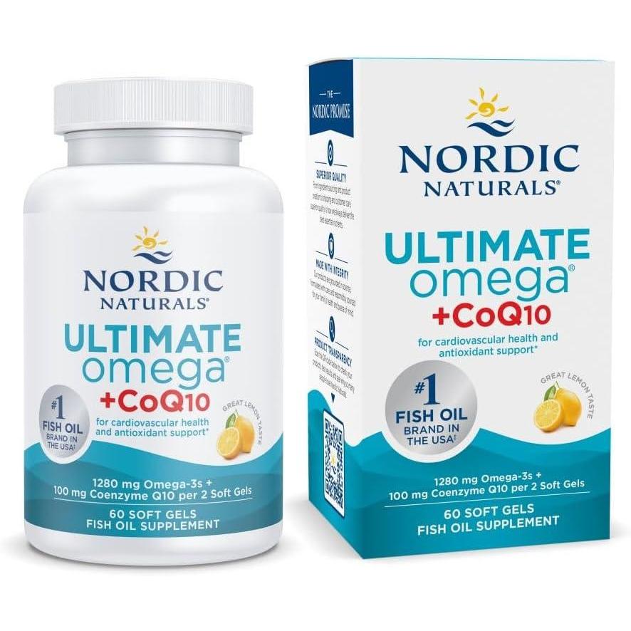 imageNordic Naturals Ultimate Omega  CoQ10 Lemon  90 Soft Gels  1280 mg Omega3  100 mg CoQ10  Heart Health Cellular Energy Antioxidant Support  NonGMO  45 Servings60 Count Pack of 1