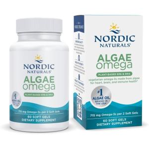 Nordic Naturals Algae Omega – 90 Soft Gels – 715 mg Omega-3 – Certified Vegan Algae Oil – Plant-Based EPA & DHA – Heart, Eye, Immune & Brain Health – Non-GMO – 45 Serving(Unflavored)