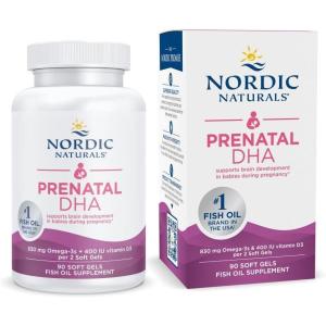 Nordic Naturals Prenatal DHA, Strawberry – 120 Soft Gels – 830 mg Omega-3 + 400 IU Vitamin D3 – Supports Brain Development in Babies During Pregnancy & Lactation – Non-GMO – 60 Servings(Unflavored)