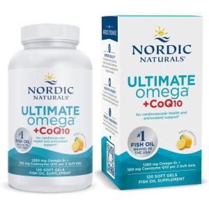 Nordic Naturals Ultimate Omega + CoQ10, Lemon – 90 Soft Gels – 1280 mg Omega-3 + 100 mg CoQ10 – Heart Health, Cellular Energy, Antioxidant Support – Non-GMO – 45 Servings(120 Count (Pack of 1))
