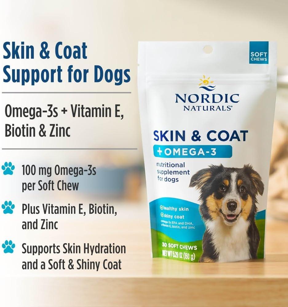imageNordic Naturals Pet Skin amp Coat Soft Chews with Omega330 Pork Bone Broth Flavored Soft Chews Nutritional Support for Healthy Skin amp a Soft and Shiny Coat NonGMO and IFOS Certified