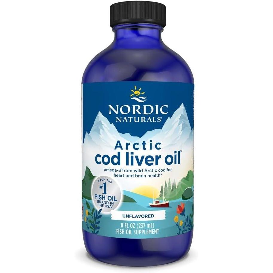 imageNordic Naturals Arctic Cod Liver Oil Strawberry  8 oz  1060 mg Total Omega3s with EPA amp DHA  Heart amp Brain Health Healthy Immunity Overall Wellness  NonGMO  48 ServingsUnflavored