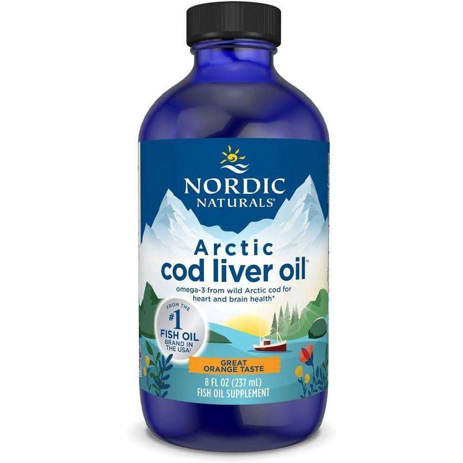 imageNordic Naturals Arctic Cod Liver Oil Strawberry  8 oz  1060 mg Total Omega3s with EPA amp DHA  Heart amp Brain Health Healthy Immunity Overall Wellness  NonGMO  48 ServingsOrange