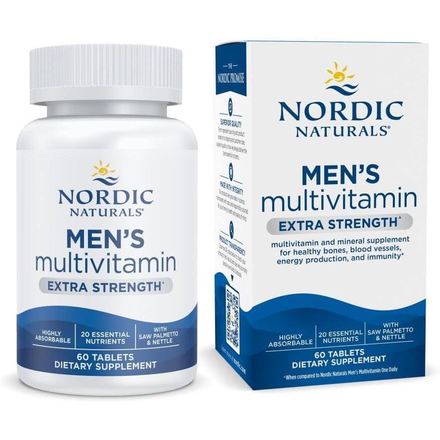 imageNordic Naturals Mens Multivitamin Extra Strength  Bone Energy amp BloodVessel Support  Immunity Supplement  20 Essential Nutrients  60 Tablets  30 Servings
