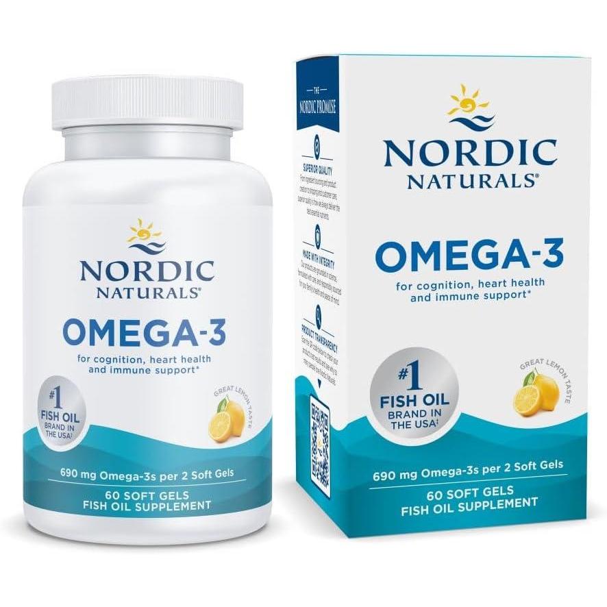 imageNordic Naturals Omega3 Lemon Flavor  120 Soft Gels  690 mg Omega3  Fish Oil  EPA amp DHA  Immune Support Brain amp Heart Health Optimal Wellness  NonGMO  60 ServingsLemon