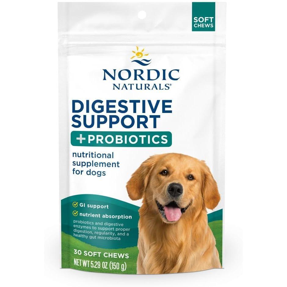 imageNordic Naturals Pet Digestive Support with Probiotics Pork Bone Broth Flavor  30 Soft Chews  Nutritional Supplement for a Healthy Digestive System and GI Support  30 NonGMO Chews