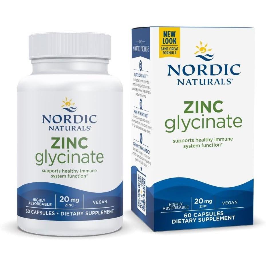 imageNordic Naturals Zinc Glycinate  60 Capsules  20 mg Highly Absorbable Zinc Glycinate  Optimal Wellness  NonGMO Gluten Free Vegan  30 Servings60 Count Pack of 1