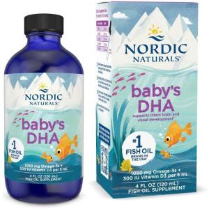 Nordic Naturals Baby’s DHA, Unflavored – 4 oz – 1050 mg Omega-3 + 300 IU Vitamin D3 – Supports Brain, Vision & Nervous System Development in Babies – Non-GMO – Servings May Vary(4 Fl Oz (Pack of 1))