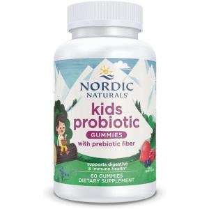 Nordic Naturals Kids Nordic Flora Probiotic Gummies, Merry Berry Punch – 60 Gummies – 1.5 Billion CFU & Prebiotic Fiber – Non-GMO, Vegan – 30 Servings(60 Count (Pack of 1))