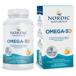 Nordic Naturals Omega-3D, Lemon Flavor – 120 Soft Gels – 690 mg Omega-3 + 1000 IU Vitamin D3 – Fish Oil – EPA & DHA – Immune Support, Brain & Heart Health, Healthy Bones – Non-GMO – 60 Servings(120 Count (Pack of 1))