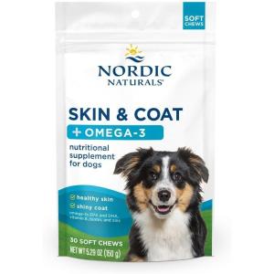 Nordic Naturals Pet Skin & Coat Soft Chews with Omega-3-30 Pork Bone Broth Flavored Soft Chews – Nutritional Support for Healthy Skin & a Soft and Shiny Coat – Non-GMO and IFOS Certified
