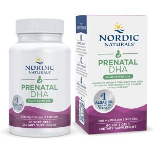 Nordic Naturals Vegan Prenatal DHA, Unflavored – 60 Soft Gels – 500 mg Plant-Based DHA – Supports Brain Development in Babies & Healthy Pregnancy – Non-GMO – 30 Servings