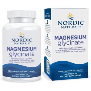 Nordic Naturals Vegetarian Magnesium Glycinate Capsules, Unflavored, 90 Count – 250mg Magnesium per Serving – Highly Bioavailable Support for Muscle & Cardiovascular Function – Non-GMO – 30 Servings