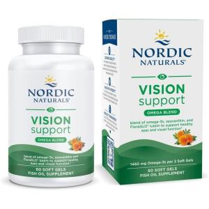 Nordic Naturals Vision Support, Lemon – 60 Soft Gels – with Zeaxanthin and FloraGLO Lutein, for Healthy Eyes and Vision – 30 Servings(Standard Packaging)
