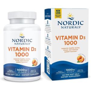 Nordic Naturals Vitamin D3 1000, Orange – 120 Mini Soft Gels – 1000 IU Vitamin D3 – Supports Healthy Bones, Mood & Immune System Function – Non-GMO – 120 Servings
