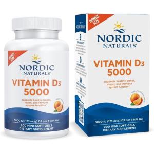 Nordic Naturals Vitamin D3 5000, Orange – 120 Mini Soft Gels – 5000 IU Vitamin D3 – Supports Healthy Bones, Mood & Immune System Function – Non-GMO – 120 Servings(1 Count (Pack of 200))