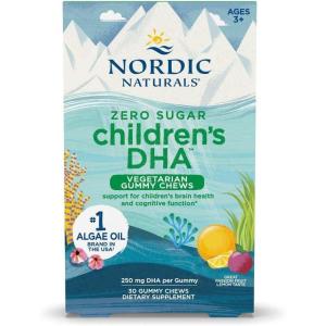 Nordic Naturals Zero Sugar Children’s DHA Vegetarian Gummy Chews – Passion Fruit Lemon Flavor – 30 Gummies – Vegan Algae Oil Omega-3 Supplement for Kids Brain & Cognition Support – 30 Servings