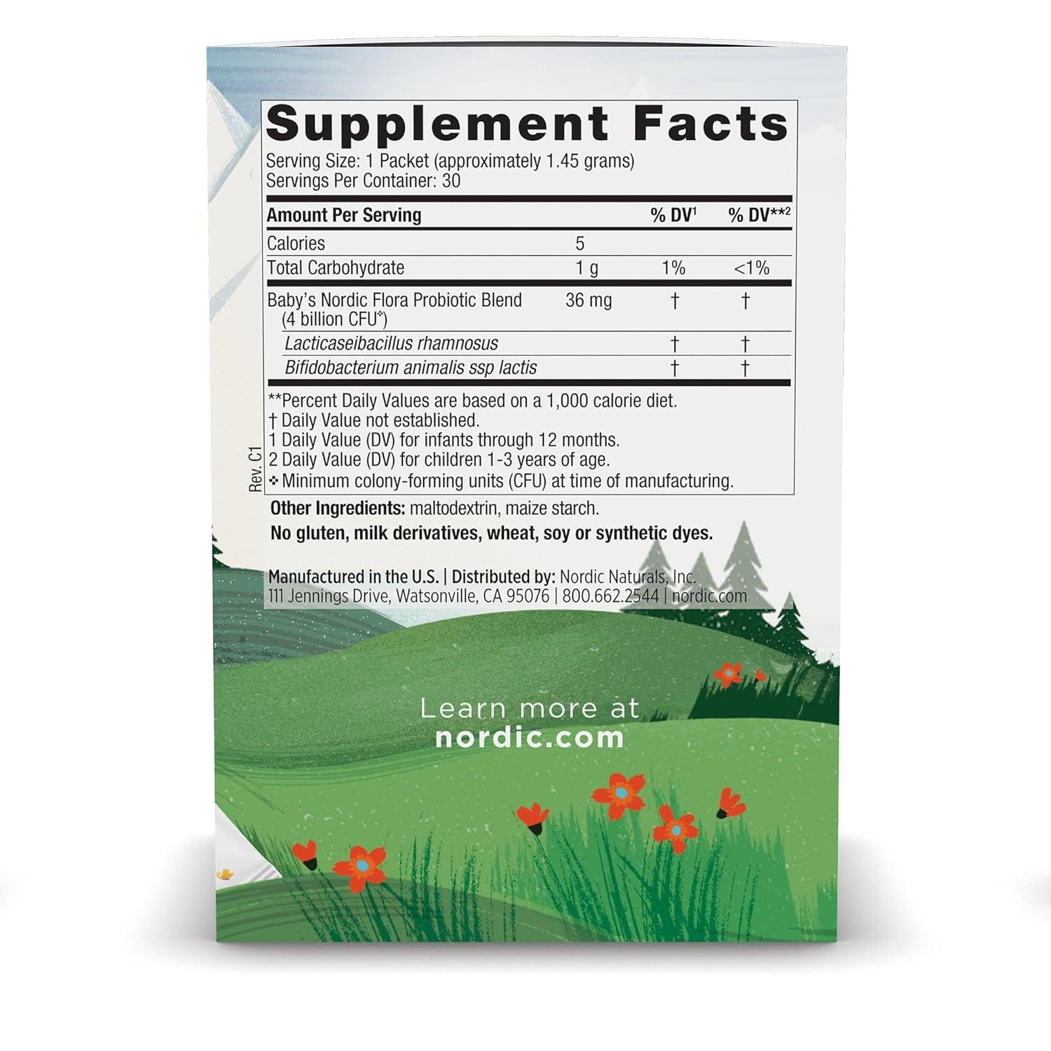 imageNordic Naturals Babys Nordic Flora Probiotic Powder Unflavored 30 Packets 4 Billion CFU Digestive Health amp Immune Support for Babies amp Toddlers 6 Months to 3 Years 30 Servings