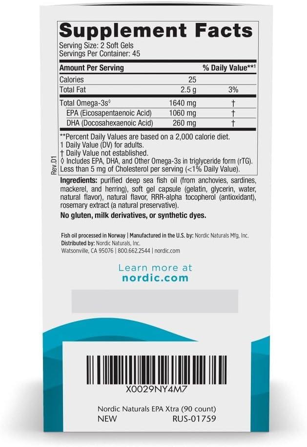 imageNordic Naturals EPA Xtra Lemon 90 Soft Gels 1640 mg Omega3 HighIntensity EPA Formula for Positive Mood Heart Health amp Healthy Immunity NonGMO 45 Servings90 Count Pack of 1