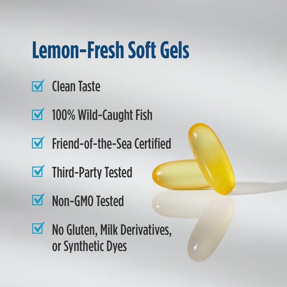 imageNordic Naturals Ultimate Omega Xtra Lemon Flavor 60 Soft Gels 1480 mg Omega3 1000 IU Vitamin D3 EPA amp DHA Brain Heart amp Immune Health 30 ServingsStandard Packaging