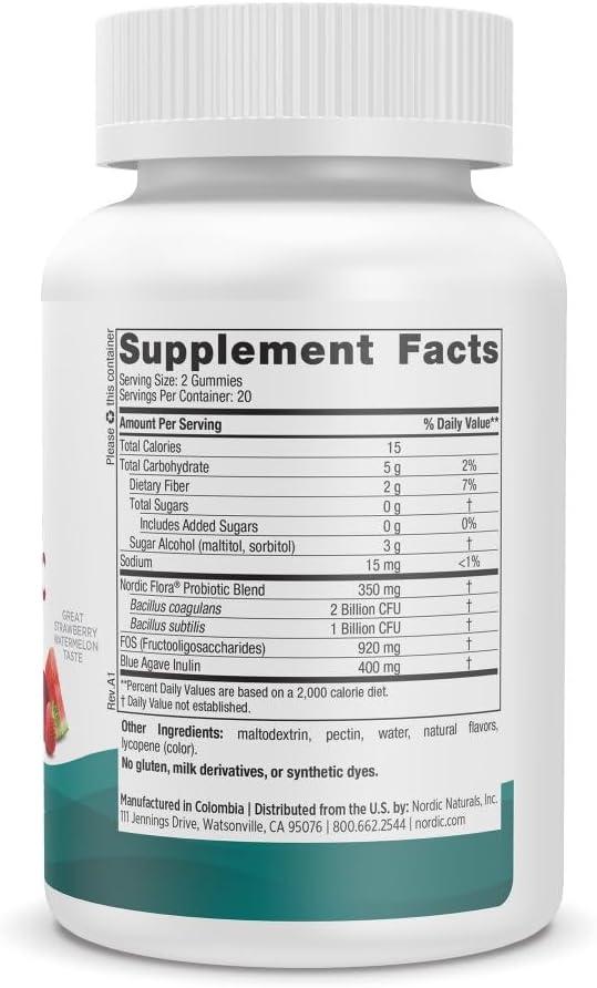imageNordic Naturals Zero Sugar Probiotic Gummies Strawberry Watermelon Flavor 40 Gummies Supports Digestive Wellness amp Immune Health NonGMO Third Party Tested Vegan 20 Servings