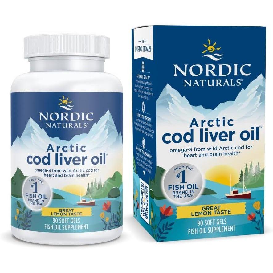 imageNordic Naturals Arctic Cod Liver Oil Lemon  180 Soft Gels  750 mg Total Omega3s with EPA amp DHA  Heart amp Brain Health Healthy Immunity Overall Wellness  NonGMO  60 Servings90 Count Pack of 1