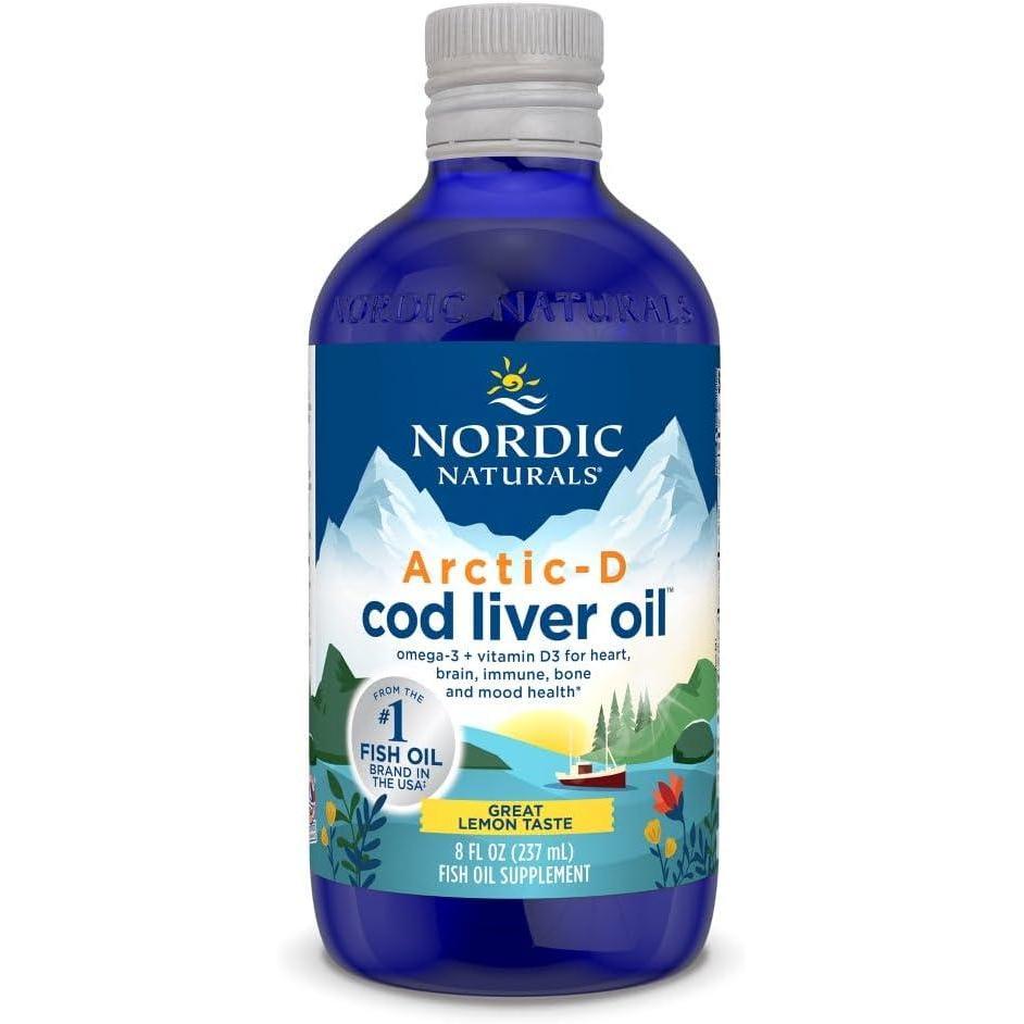 imageNordic Naturals ArcticD Cod Liver Oil Lemon  8 oz  1060 mg Total Omega3s  1000 IU Vitamin D3  EPA amp DHA  Heart Brain Bone Immune amp Mood Support  NonGMO  48 Servings