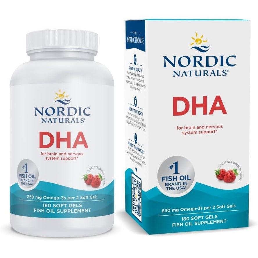 imageNordic Naturals DHA Strawberry  90 Soft Gels  830 mg Omega3  HighIntensity DHA Formula for Brain amp Nervous System Support  NonGMO  45 Servings180 Count Pack of 1