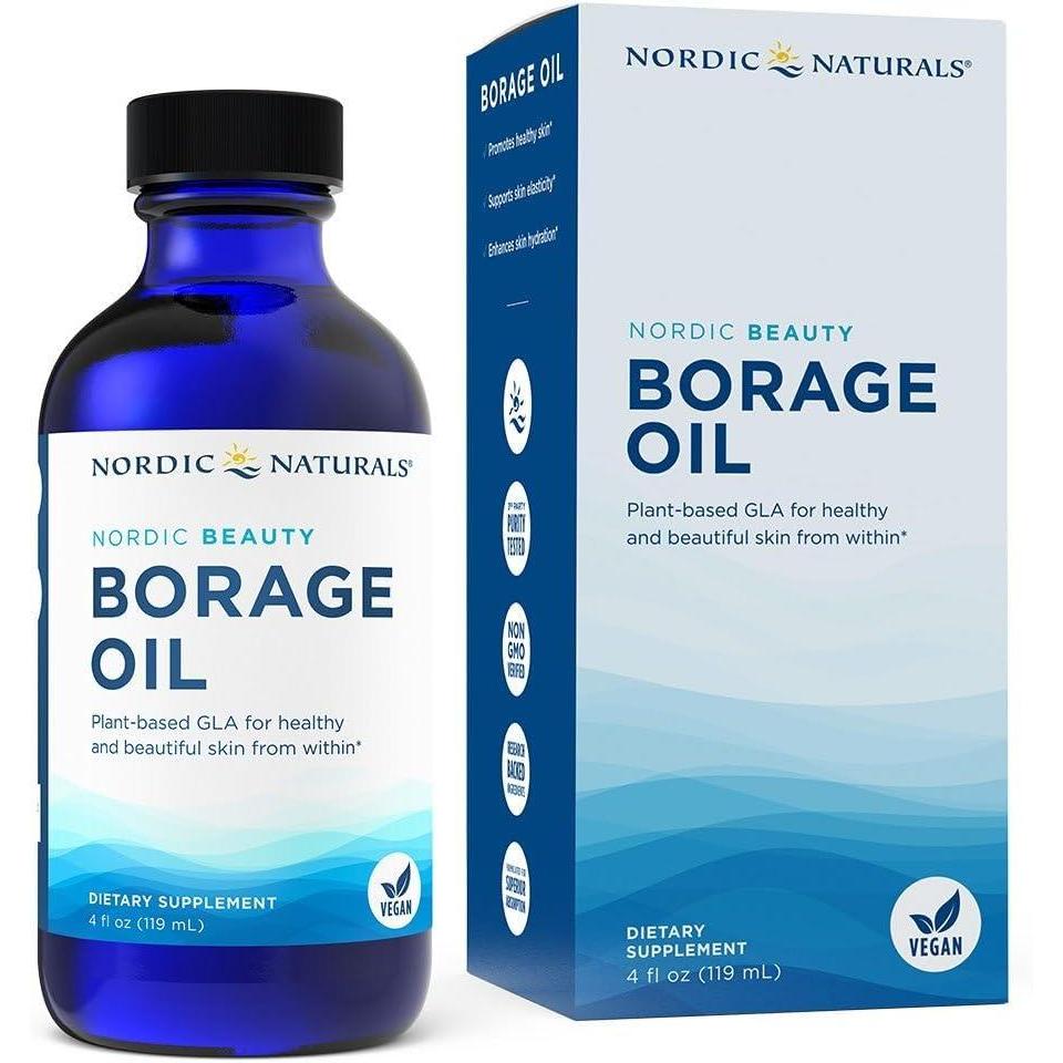 imageNordic Naturals Nordic Beauty Borage Oil Unflavored  4 Ounces  Borage Seed Oil Unique Omega6 for Healthy and Hydrated Skin 480 Milligrams of GLA  NonGMO  Vegan 48 ServingsStandard Packaging