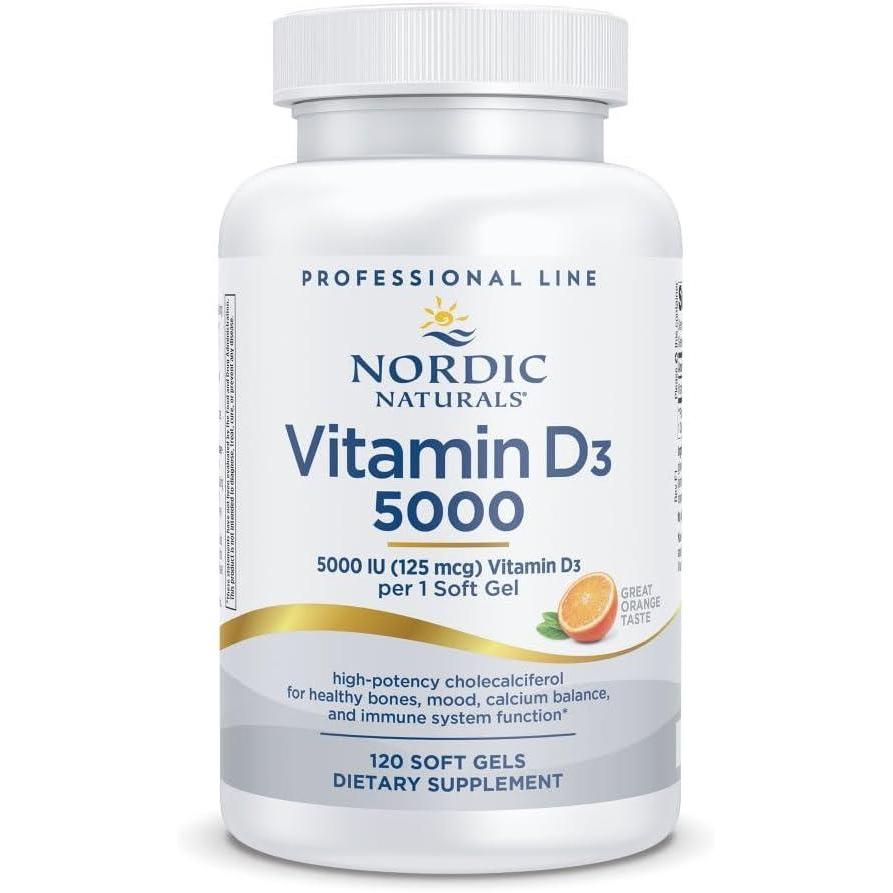 imageNordic Naturals Pro Vitamin D3 5000 Orange  120 Mini Soft Gels  5000 IU Vitamin D3  Supports Healthy Bones Mood amp Immune System Function  NonGMO  120 Servings5000 IU