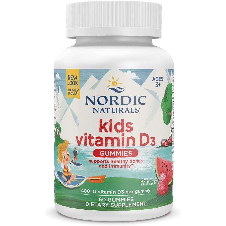 imageNordic Naturals Vitamin D3 Gummies Kids Wild Watermelon Splash  120 Gummies  400 IU Vitamin D3  Bone Health Healthy Immunity  NonGMO Vegetarian  120 ServingsWild Watermelon Splash