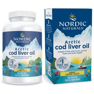 Nordic Naturals Arctic Cod Liver Oil, Lemon – 180 Soft Gels – 750 mg Total Omega-3s with EPA & DHA – Heart & Brain Health, Healthy Immunity, Overall Wellness – Non-GMO – 60 Servings(180 Count (Pack of 1))