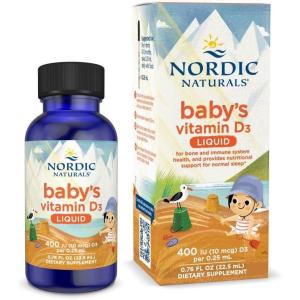 Nordic Naturals Baby’s Vitamin D3, Unflavored – 0.76 oz – 400 IU Vitamin D3 – Healthy Bones, Immune System Support, Normal Sleep Rhythms – Non-GMO, Certified Vegetarian – 90 Servings