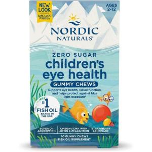 Nordic Naturals Children’s Eye Health Gummies, Strawberry Lemonade – 30 Gummies for Kids – 484 mg Total Omega-3s DHA, Lutein & Zeaxanthin – Brain Health, Antioxidant Support, Non-GMO – 30 Servings