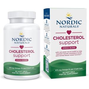 Nordic Naturals Cholesterol Support, Lemon – 60 Soft Gels – 975 Omega-3 + Red Yeast Rice & CoQ10 – Normal Cholesterol, Antioxidant Support – EPA & DHA – Non-GMO – 20 Servings