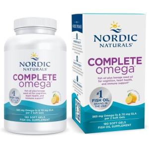 Nordic Naturals Complete Omega, Lemon Flavor – 60 Soft Gels – 565 mg Omega-3 – EPA & DHA with Added GLA – Healthy Skin, Cognition, Positive Mood – Non-GMO – 30 Servings(180 Count (Pack of 1))
