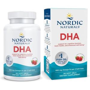 Nordic Naturals DHA, Strawberry – 90 Soft Gels – 830 mg Omega-3 – High-Intensity DHA Formula for Brain & Nervous System Support – Non-GMO – 45 Servings(90 Count (Pack of 1))