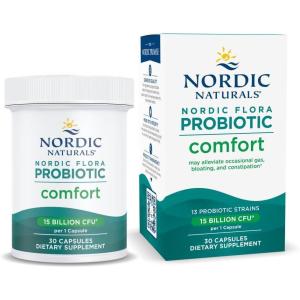 Nordic Naturals Nordic Flora Probiotic Comfort – 30 Capsules – 13 Probiotic Strains w/ 15 Billion Cultures – Supports Regularity & Digestive Comfort, Alleviates Bloating – Non-GMO, Vegan – 30 Servings(Comfort)