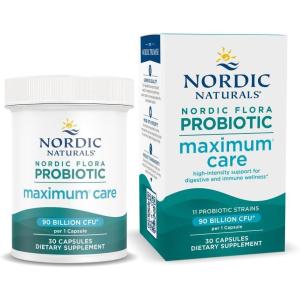 Nordic Naturals Nordic Flora Probiotic Women’s Balance – 30 Capsules – 12 Probiotic Strains with 60 Billion Cultures – Intestinal Support, Vaginal Health – Vegan – 30 Servings(Maximum Care)
