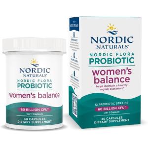 Nordic Naturals Nordic Flora Probiotic Women’s Balance – 30 Capsules – 12 Probiotic Strains with 60 Billion Cultures – Intestinal Support, Vaginal Health – Vegan – 30 Servings(Women’s Balance)
