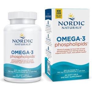Nordic Naturals Omega-3 Phospholipids, Unflavored – 60 Soft Gels – 500 mg Omega-3 & 350 mg Phospholipids – Heart & Brain Health – Small, Easy-to-Swallow Soft Gels – Non-GMO – 30 Servings