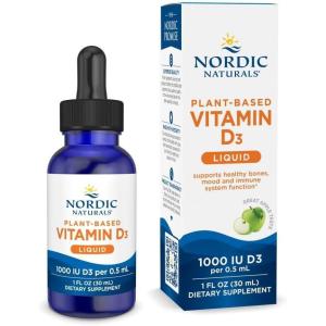 Nordic Naturals Plant-Based Vitamin D3 Liquid – 1 oz – 1000 IU Vitamin D3 – Healthy Bones, Mood & Immune System Function – Non-GMO, Vegan – 60 Servings