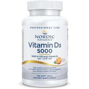 Nordic Naturals Pro Vitamin D3 5000, Orange – 120 Mini Soft Gels – 5000 IU Vitamin D3 – Supports Healthy Bones, Mood & Immune System Function – Non-GMO – 120 Servings(5000 I.U.)
