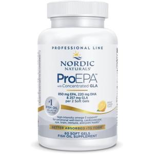 Nordic Naturals ProEPA with Concentrated GLA, Lemon – 60 Soft Gels – 1217 mg Omega-3 + 257 mg GLA – Heart, Neurological & Immune Support, Healthy Skin – Non-GMO – 30 Servings