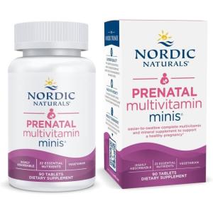Nordic Naturals Vegetarian Prenatal Multivitamin Minis – 90 Easy to Swallow Tablets – Highly Absorbable Multivitamin and Mineral Supplement to Support Pregnancy – Non-GMO, 30 Servings