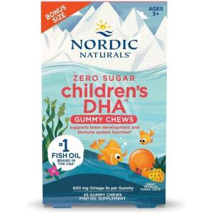 Nordic Naturals Zero Sugar Children’s DHA Gummy Chews, Tropical Punch – 30 Gummy Chews for Kids – 600 mg Total Omega-3s – Brain Development, Learning, Healthy Immunity – Non-GMO – 30 Servings(45 Count (Pack of 1))