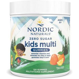 Nordic Naturals Zero Sugar Kids Multi Gummies, Orange Lemon – 120 Gummies – Great-Tasting Multivitamin for Ages 4+ – Supports Growth & Development – Non-GMO, Vegetarian – 30 Servings